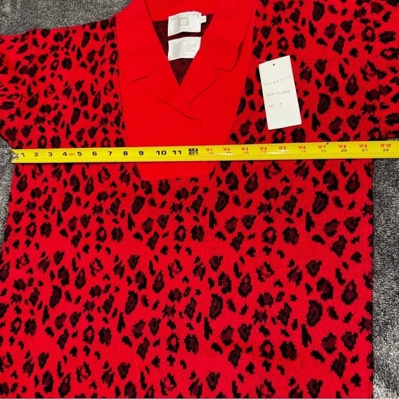 NWT Anne Klein knit wear wool Red Leopard Sweater size medium - Picture 4 of 10